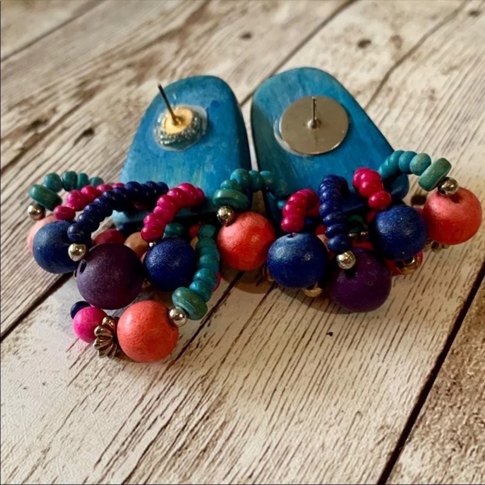 FESTIVAL BOHEMIAN EARRINGS VINTAGE - Picture 3 of 3